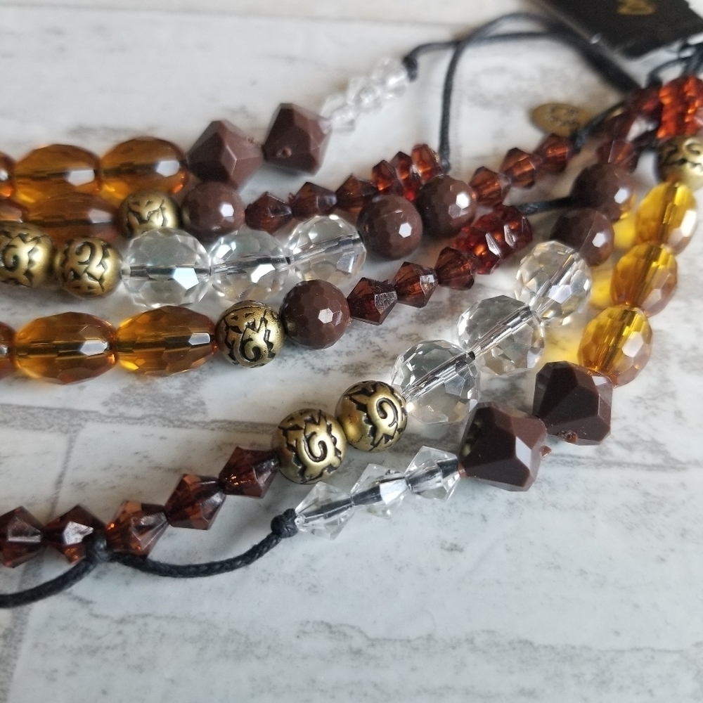 Cookie Lee glass bead necklace brown orange gold NWT - Picture 3 of 11